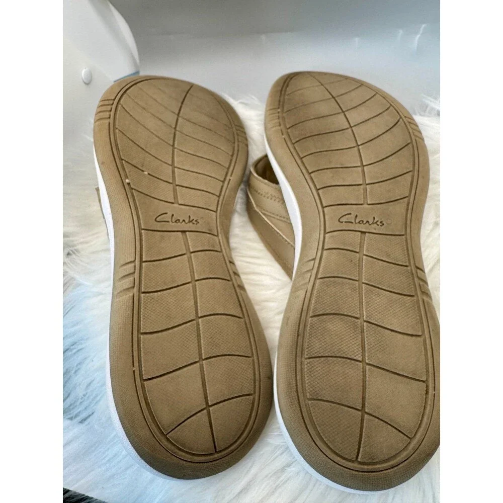 Clarks Breeze Sea Sandals Women’s 11 Taupe Cloudsteppers Comfort Adjustable vcay
